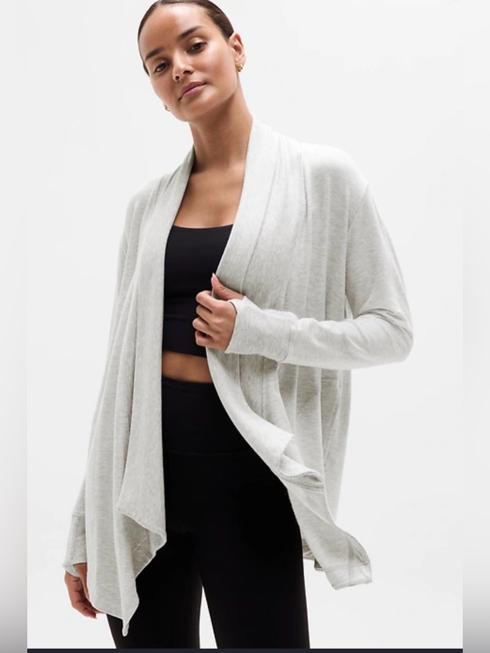 Athleta Pranayama Wrap Cardigan | Light Grey Heather | Size Small